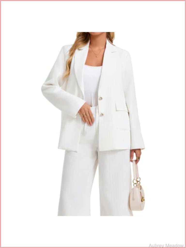 V-Neck Blazer W/ Pockets & Shoulder Pads, Striped Business Casual Work Outwear
